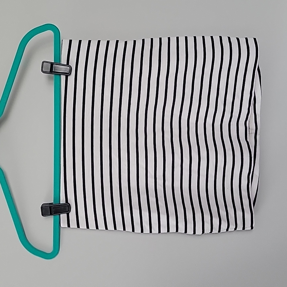 BCBG bodycon mini skirt black white stripes medium